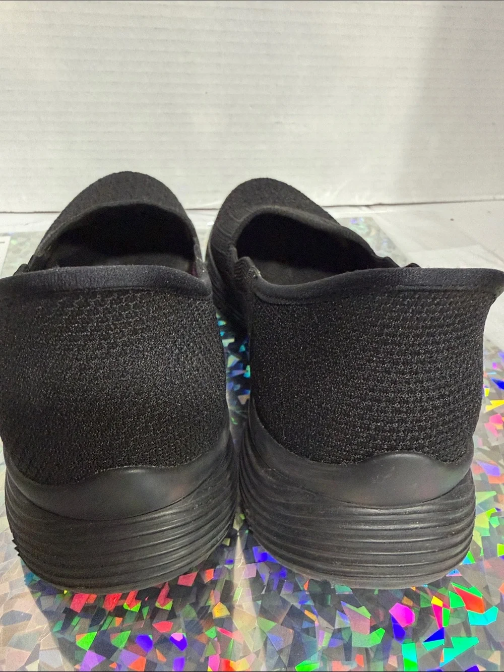 Skechers Black Slip-On Knit Flats for Women